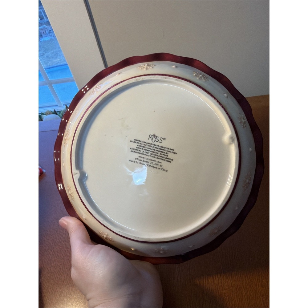 Vtg Russ‎ Berrie Homemade Apple Pie Recipe Pie Plate Snowman - Picture 7 of 9